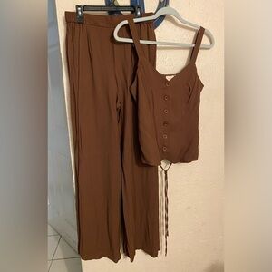 LG Chocolate Brown Women's set Knit Pants & Vest Set